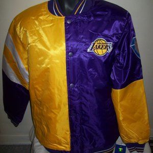 LOS ANGELES LAKERS 50/50 Starter Snap Down Jacket PURPLE GOLD 3X 5X